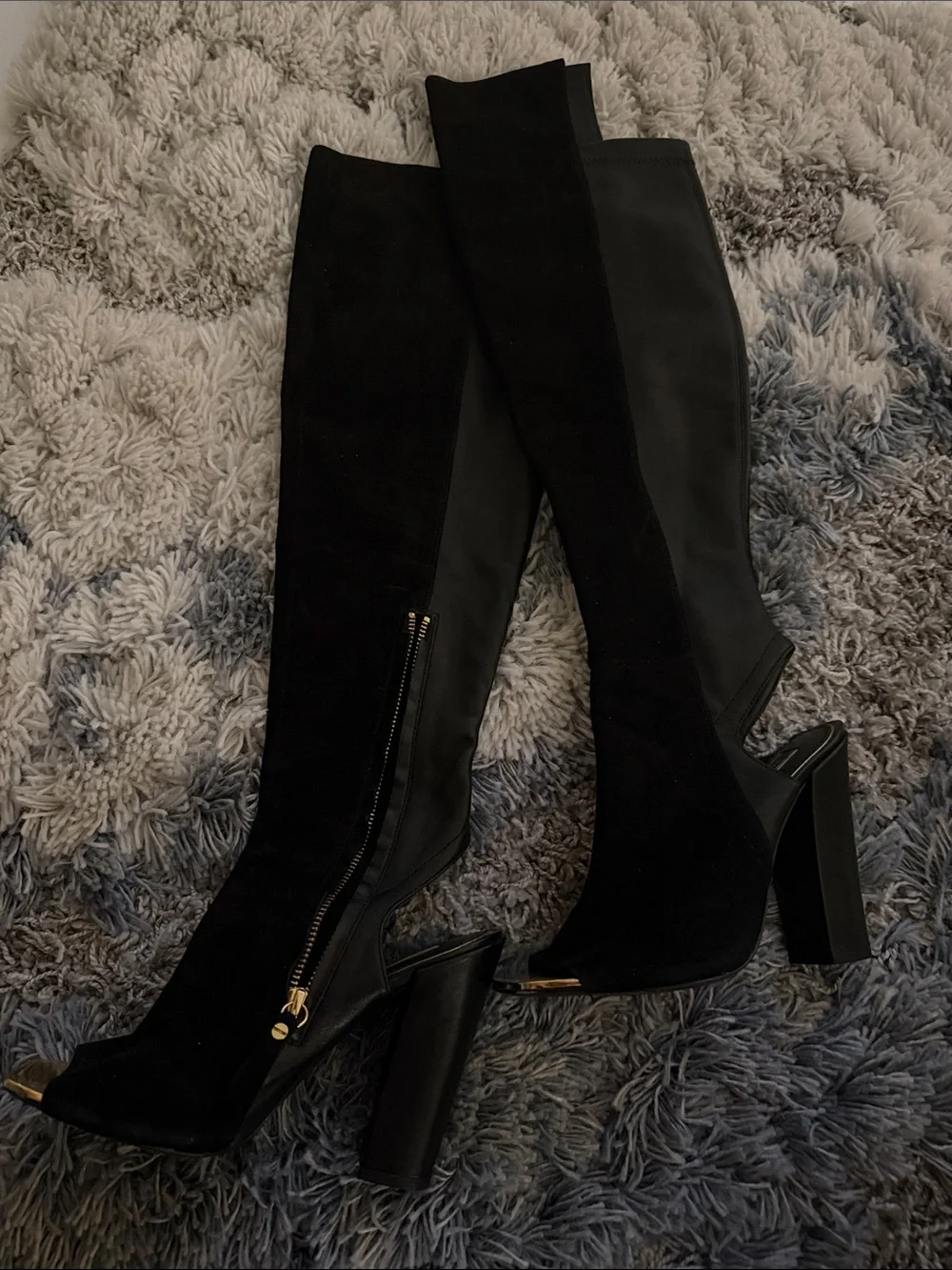 Rachel Zoe Black Over-the-Knee Heeled Boots 7